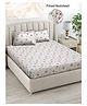 FABINALIV White Floral 300 TC Cotton Blend King Size Fitted Double Bedsheet with 2 Pillow Covers