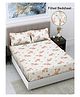 FABINALIV White Floral 300 TC Cotton Blend King Size Fitted Double Bedsheet with 2 Pillow Covers
