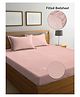 FABINALIV Peach Striped 300 TC Cotton Blend King Size Fitted Double Bedsheet with 2 Pillow Covers