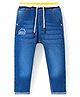 Babyhug Denim Full Length Washed Jeans with Stretch Text Print - Blue