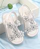 Babyoye Sandals with Velcro Closure & Floral Applique - White