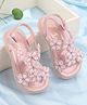 Babyoye Sandals with Velcro Closure & Floral Applique - Pink
