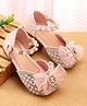 Babyoye Buckle Closure Pear Embedded Ballerinas with Bow Applique - Pink