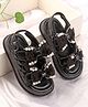 Babyoye Sandals with Velcro Closure & Bow Applique - Black