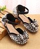 Babyoye Ballerinas with Buckle Closure Bow & Pear Detailing - Black