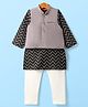 Exclusive from Jaipur Cotton Full Sleeves Chevron Print Kurta Pyjama Set with Jacket - Grey & Black