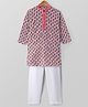 Exclusive from Jaipur Cotton Full Sleeves Kurta Pyjama Set Floral Print - Pink