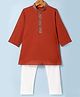 Exclusive from Jaipur Cotton Woven Full Sleeves Soild Kurta & Pyjama Set - Red