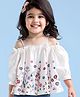 Babyhug Rayon Three Fourth Sleeves Floral Printed Off Shoulder Top - White