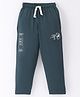 Doreme Single Jersey Knit Full Length Track Pant Text Print - Lead Green