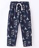 Doreme Single Jersey Knit Full Length Track Pant Beach Theme - Berry Navy