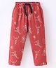 Doreme Single Jersey Full Length Track Pant with Football Print - Red