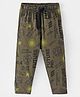Doreme Single Jersey Knit Full Length Track Pant Text Print - Army Green