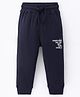 Doreme Single Jersey Full Length Jogger with Text Print -Denim Blue