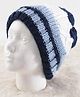 Pine Kids Knit Stripe Design Winter Cap - White & Blue