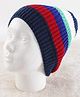 Pine Kids Knit Stripe Designed Winter Cap - Blue & Red