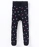Mustang Cotton Knit Footed Tights Floral Design - Black