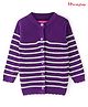 Honeyhap Premium Knitted Full Sleeves Striped Front Open Sweater - Purple