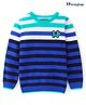 Honeyhap Premium Knit Full Sleeves Striped Pullover Sweater with Logo - Blue & Green