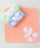 Child World  Terry Knit Hand and Face Towel with Embroidery Pack of 3 L 27 x B 27 cm - Green Peach & Light Blue