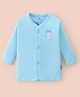 Child World Interlock Cotton Knit Full Sleeves Front Open Vest With Dog Print - Turquoise
