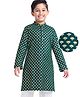 EARTHY TOUCH Single Jersey Knit Full Sleeves Kurta with Floral Glitter Print - Green