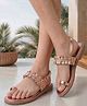 Pine Kids Velcro Closure Sandals With Glossy Finish - Rose Gold