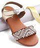 Pine Kids Velcro Closure Sandals With Lace & Beads Design - Golden