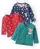 Babyhug 100% Interlock Cotton Knit Full Sleeves Front Open Vests with Polka Dots & Christmas Theme Print Pack of 3 - Navy Blue Red & Green