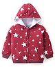 Babyhug Cotton Knit Full Sleeves Front Open Hooded Sweatjacket With Star Print - Red