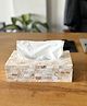 Homearte India Mother of Pearl Tissue Box Holder for Dining Table Napkin Holder Tissue Paper Case Dispenser Facial Tissue Holder for Home Office - Off White