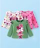 Babyhug Disney Single Jersey Frill Sleeves Top with Minnie Mouse Print Pack of 3 - Green Pink & White
