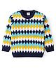 Babyhug Knitted Full Sleeves Pullover Sweater with Chevron Design - Navy Blue