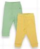 My Milestone Pack Of 2 100% Cotton Solid Pants - Yellow & Sage Green