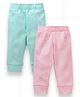 My Milestone Pack Of 2 100% Cotton Solid Pants - Aqua & Pink