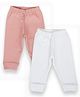 My Milestones  100% Cotton Pack Of 2 Solid Track Pants - Peach & White