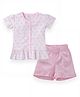 My Milestone  Pure Cotton Half Sleeves Hearts Printed Top & Shorts - Pink