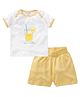 My Milestones Pure Cotton Half Sleeves Sweet As Lemonade Text Printed Tee With Shorts Set - White & Yellow