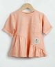 Somersault  Half Sleeves Solid Top  - Peach