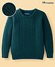 Honeyhap Premium  Knitted Full Sleeves Pullover Sweater with Cable Knit Design - Dark Green