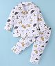 Little Darlings Interlock Knit Full Sleeves Night Suit With Animals Print - White
