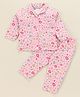 Little Darlings Interlock Knit Full Sleeves Night Suit With Floral Print - Pink
