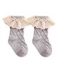 Kidofash Cotton Schiffli Lace Detailed Self Designed Socks - Grey