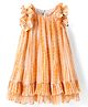 Lil' Drama  Sleeveless Pleated Shimmer Detailed Dress - Peach