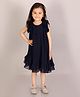 Lil' Drama Sleeveless Pleated & Frill Detailed Dress -Navy Blue
