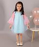 Lil' Drama Three Fourth Sleeves Sequin Embellished Dress - Blue
