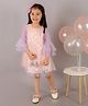 Lil' Drama Three Fourth Sleeves Sequin Embellished Dress - Peach