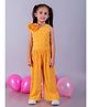 Lil' Drama Sleeveless Rose Applique Detailed & Self Designed Top & Pant Coordinating Set - Yellow