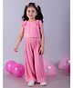 Lil' Drama Sleeveless Frill  Detailed & Self Designed Top & Pant Coordinating Set - Pink