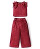 Lil' Drama  Sleeveless Frill Detailed & Pleated Top & Pant Coordinating Set - Maroon